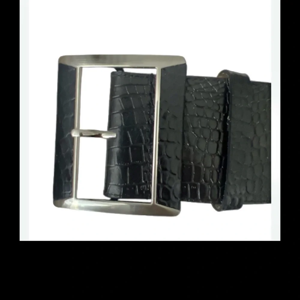 Cold water Creek Trendy Elegant Black Crocodile-Embossed Belt‎